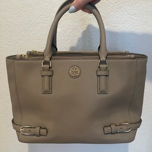 Tory Burch Robinson double zip grey tote